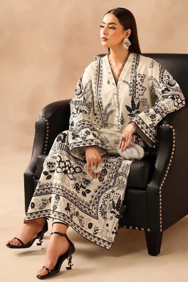 Monochrome Regal Silk Kaftan