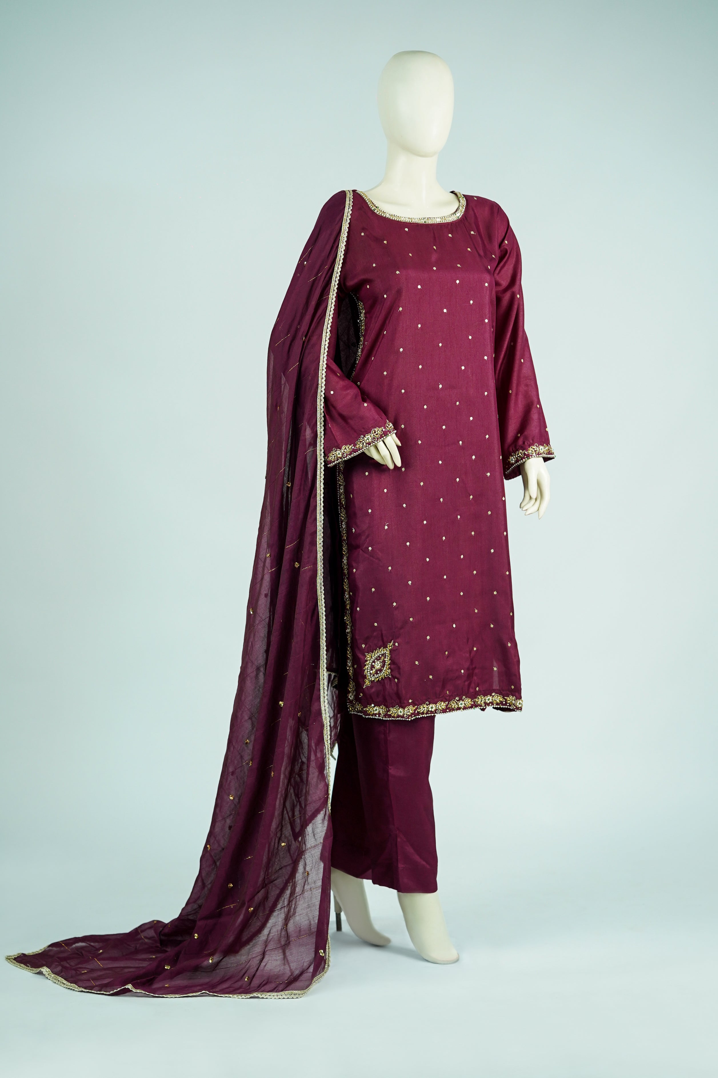 Dove – 3pcs Russian Silk Suit with Chiffon Dupatta
