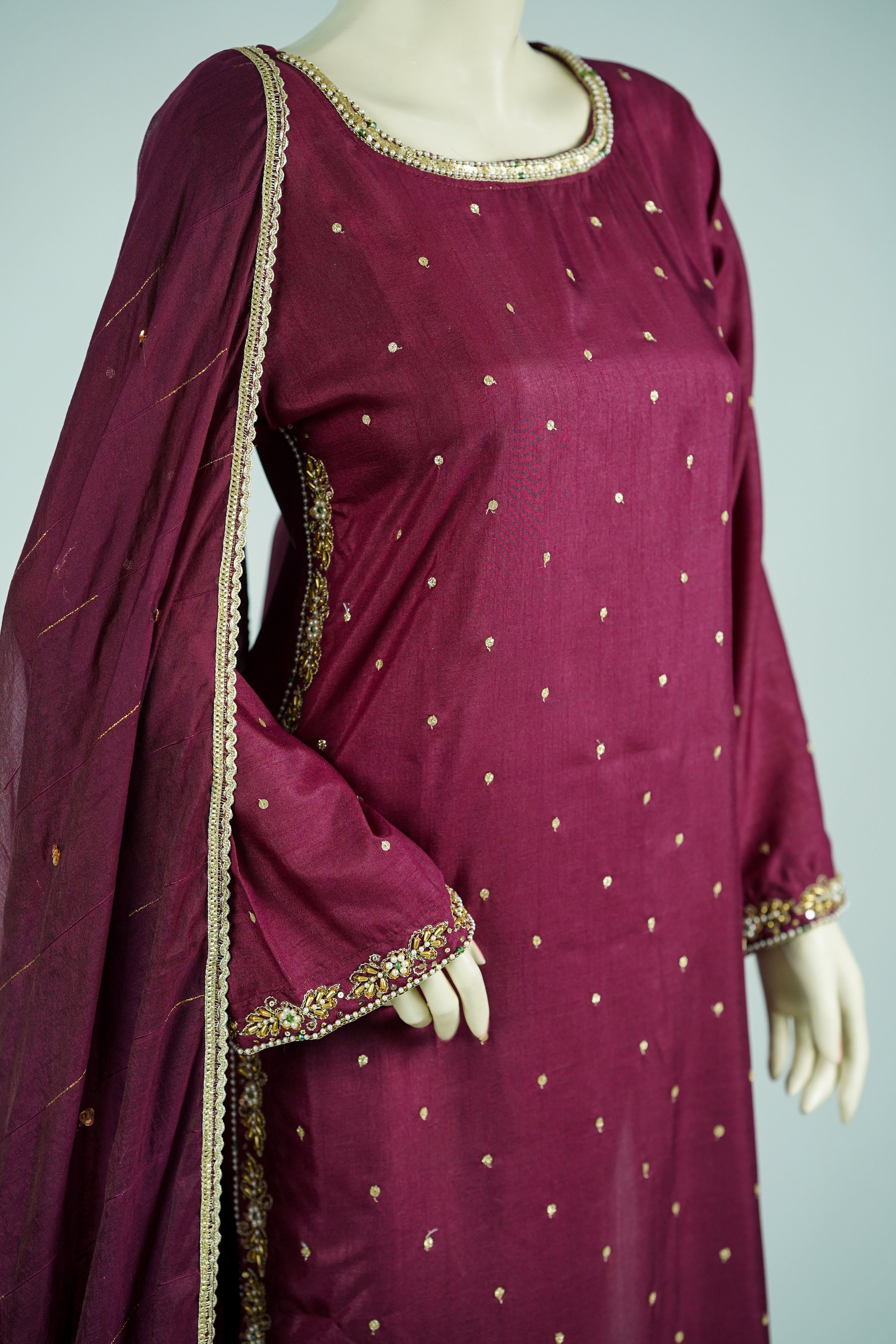 Dove – 3pcs Russian Silk Suit with Chiffon Dupatta