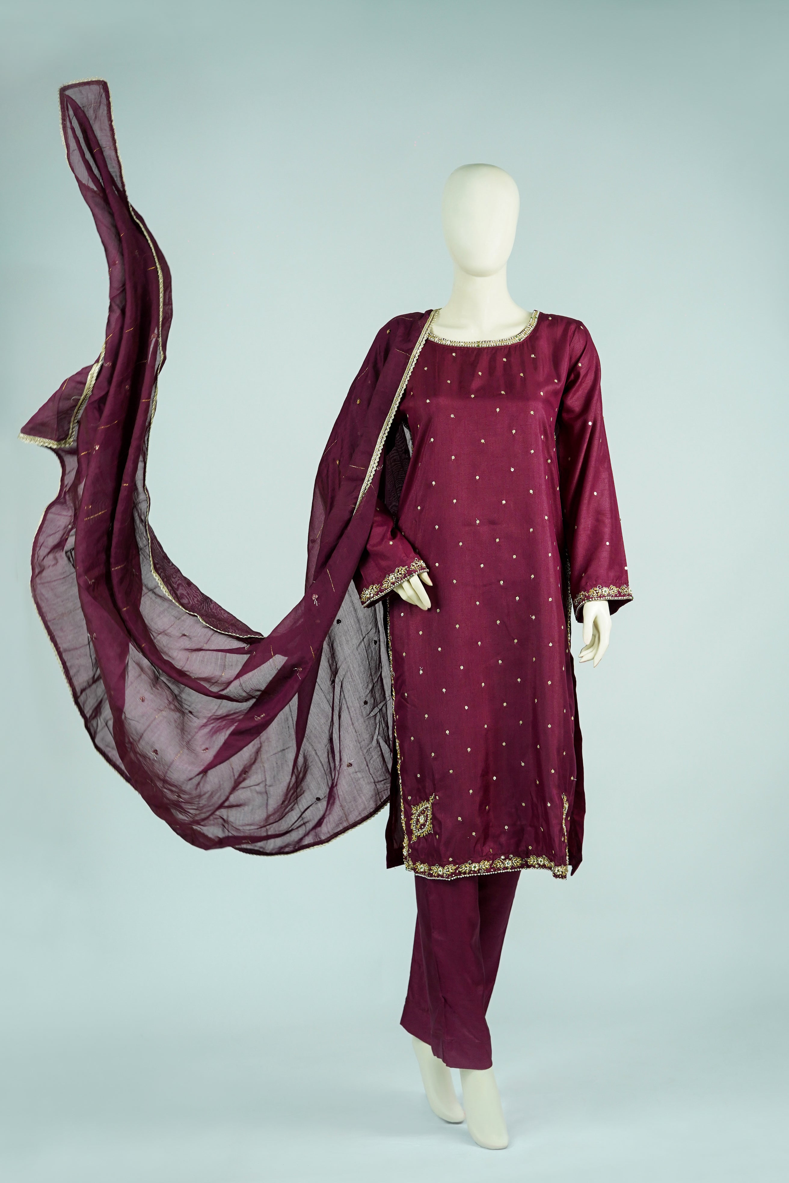 Dove – 3pcs Russian Silk Suit with Chiffon Dupatta