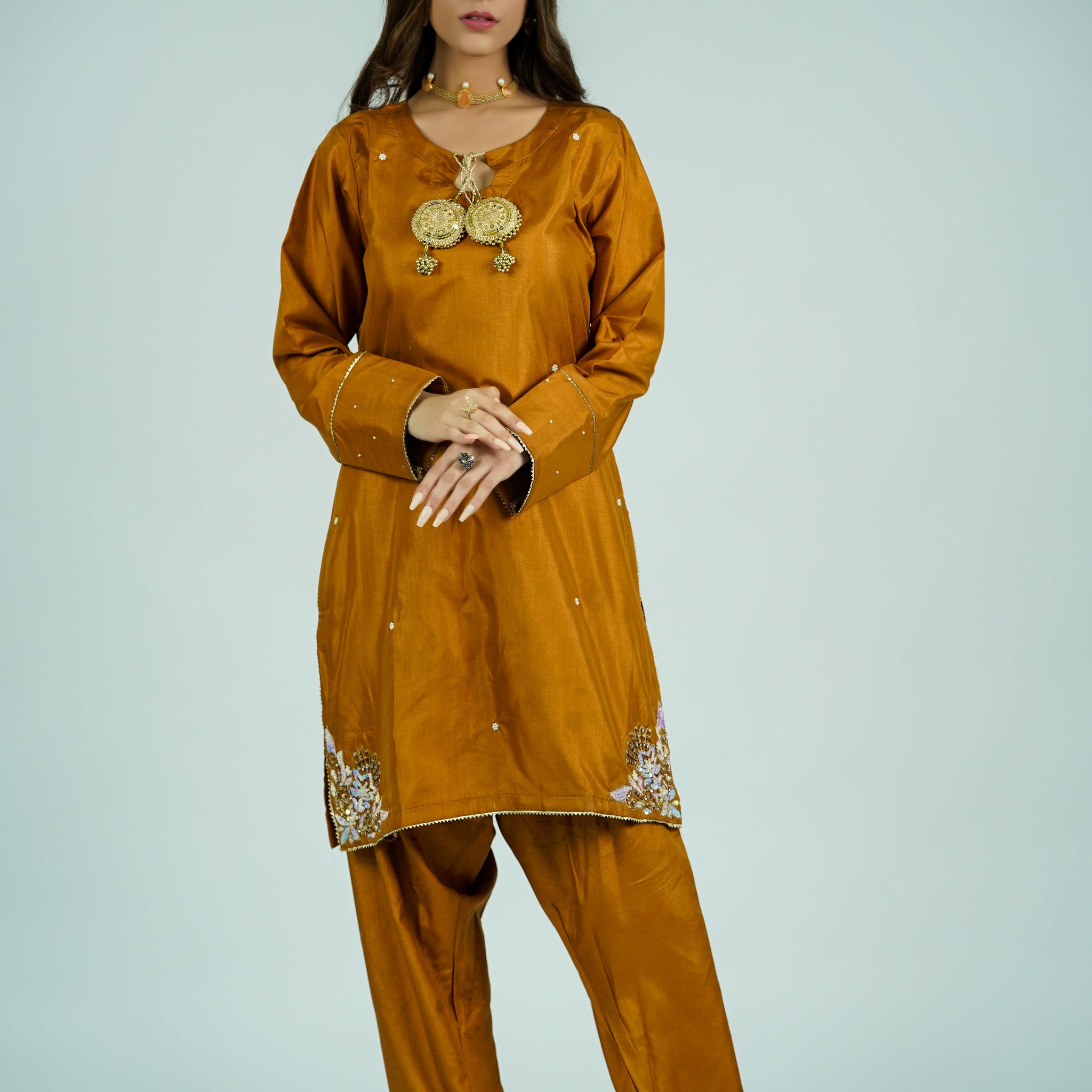 Glory – 2pcs Farshi Shalwar & Shirt Set in Russian Silk