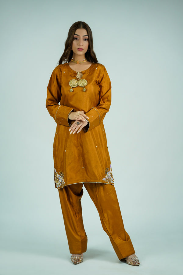 Glory – 2pcs Farshi Shalwar & Shirt Set in Russian Silk