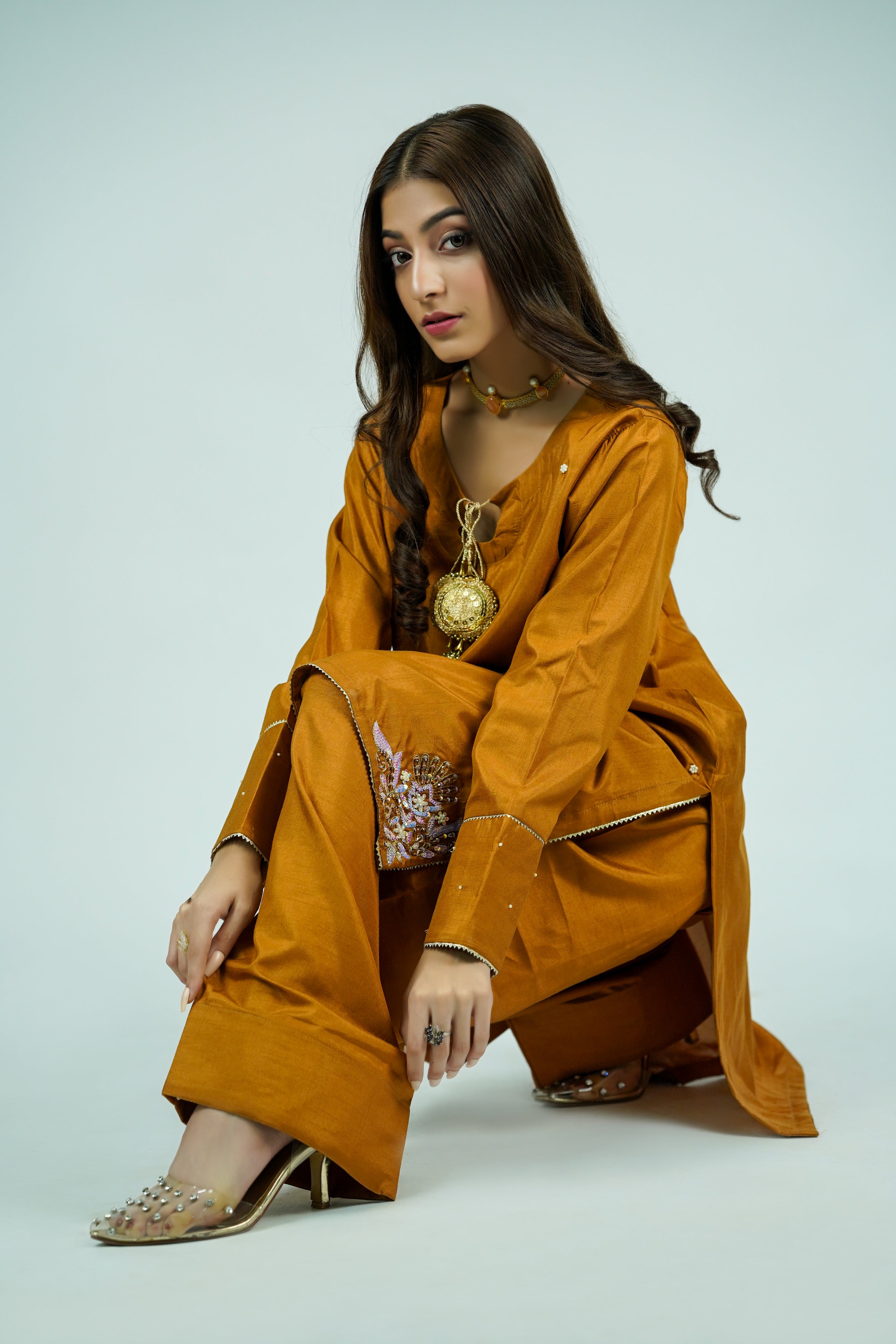 Glory – 2pcs Farshi Shalwar & Shirt Set in Russian Silk