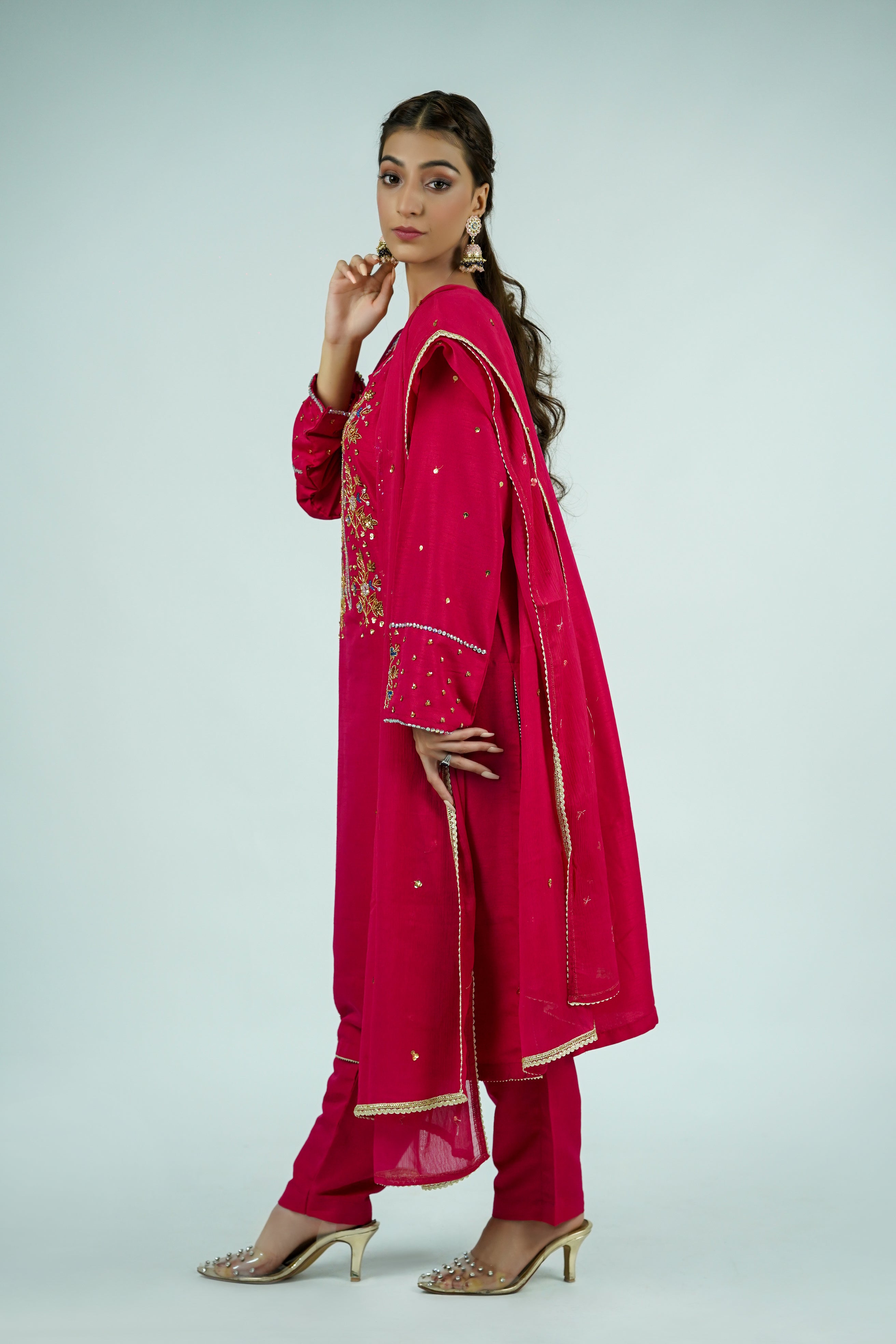 Pareeshay – 3pcs Russian Silk Suit with Chiffon Dupatta
