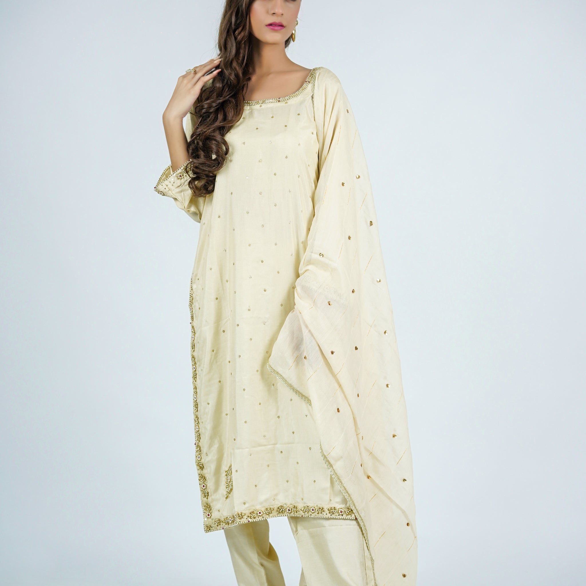 Dove – 3pcs Russian Silk Suit with Chiffon Dupatta