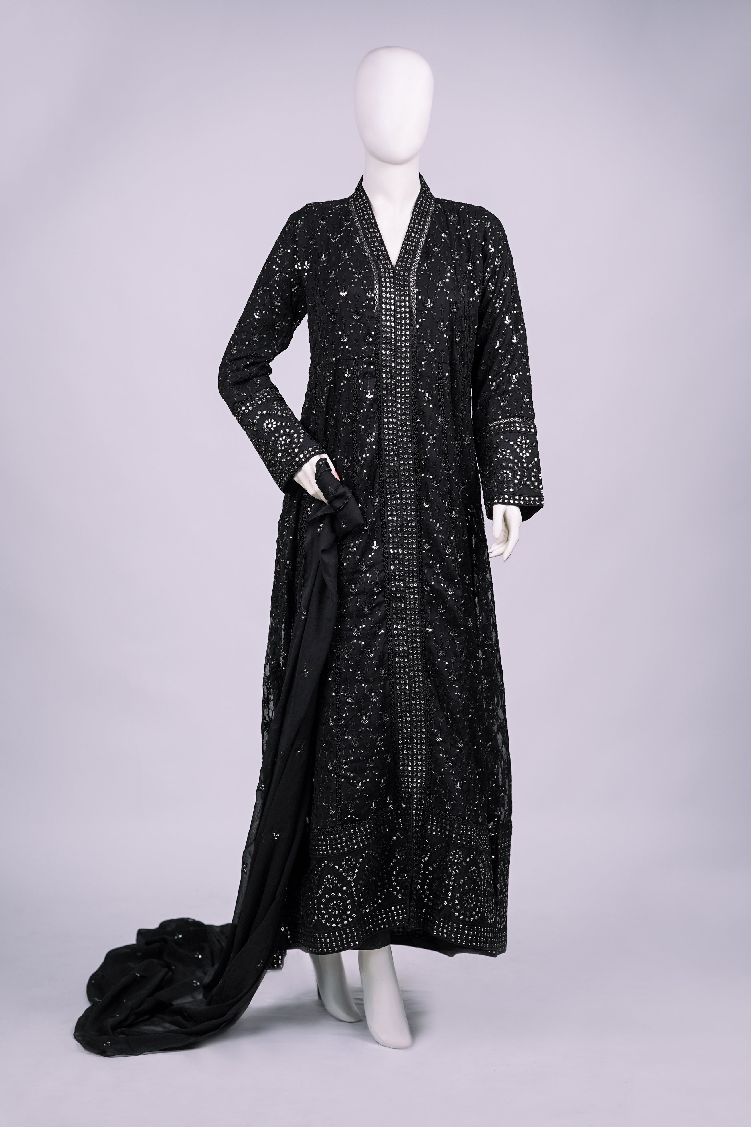 Husn-e-Akhir – 3pcs Embroidered Chiffon Maxi Set with Sequin & Thread Work