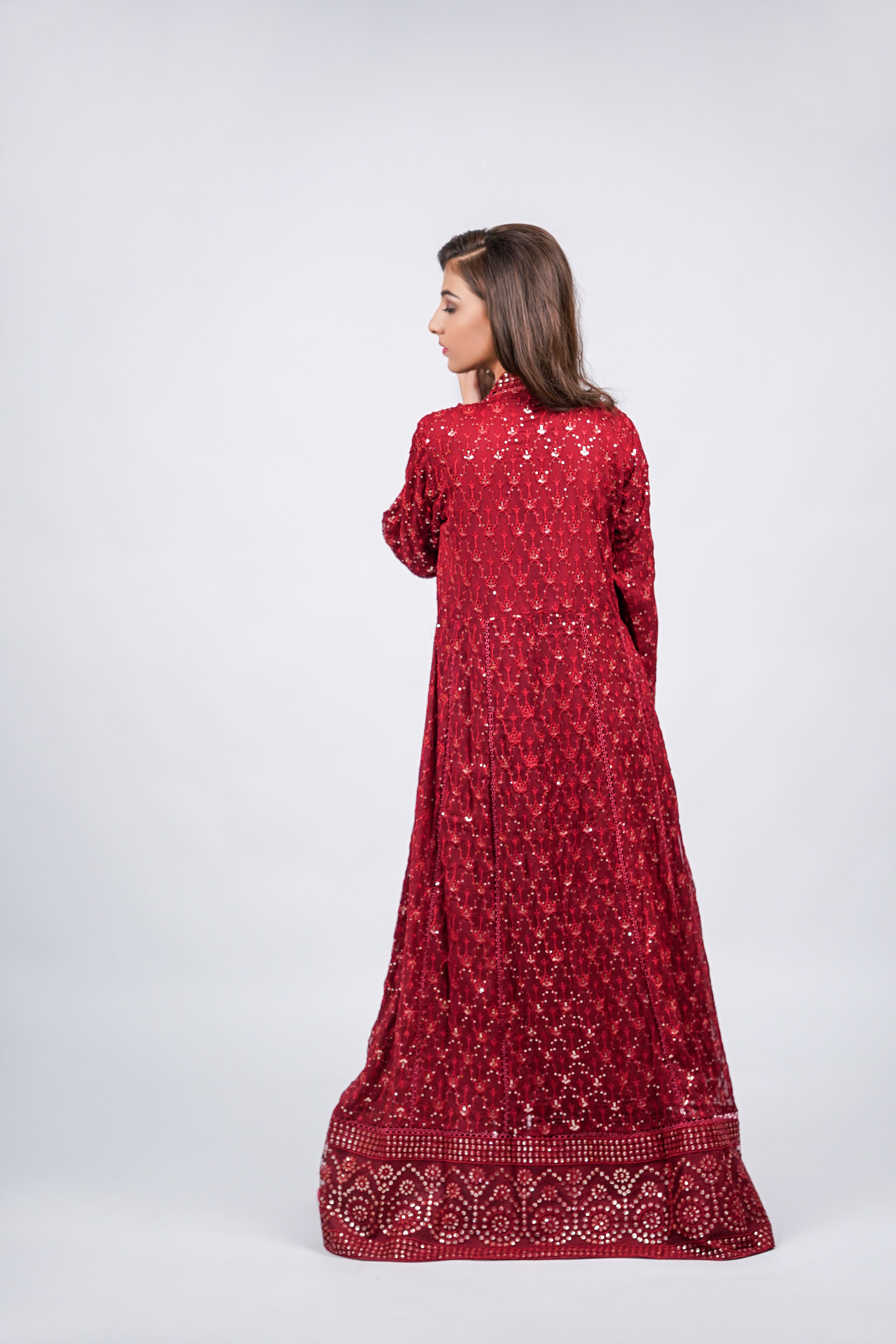 Husn-e-Akhir – 3pcs Embroidered Chiffon Maxi Set with Sequin & Thread Work