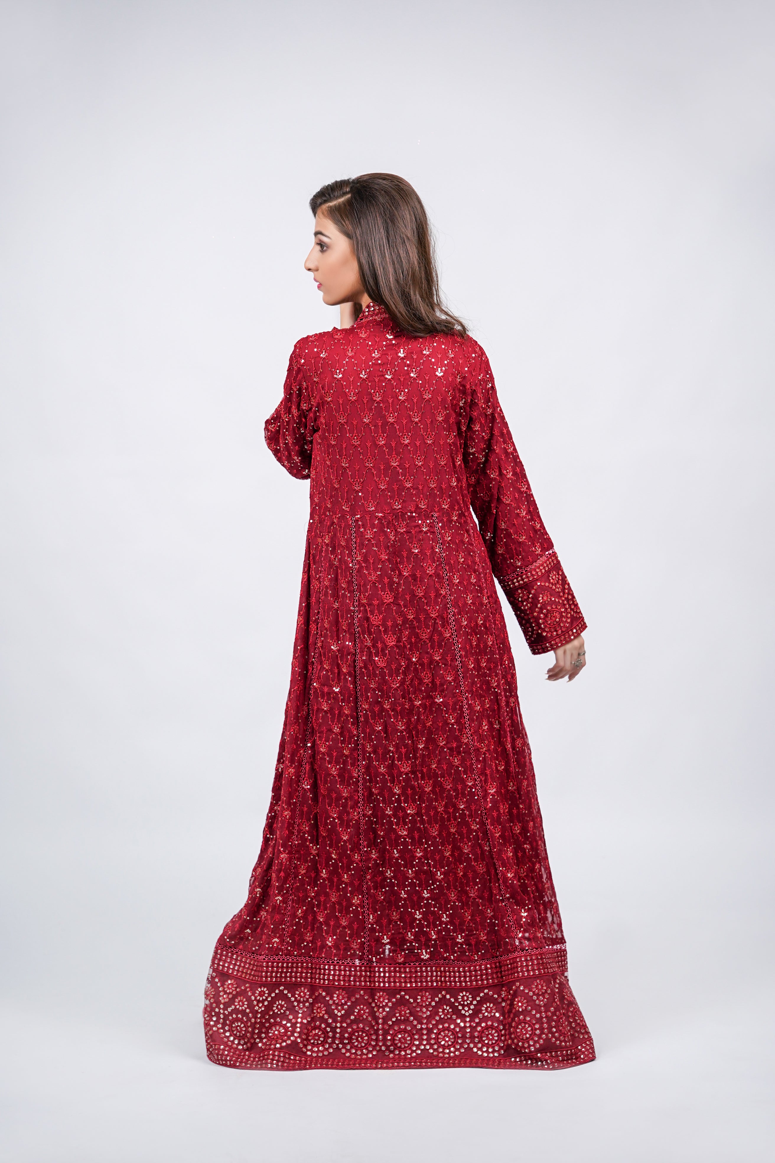Husn-e-Akhir – 3pcs Embroidered Chiffon Maxi Set with Sequin & Thread Work