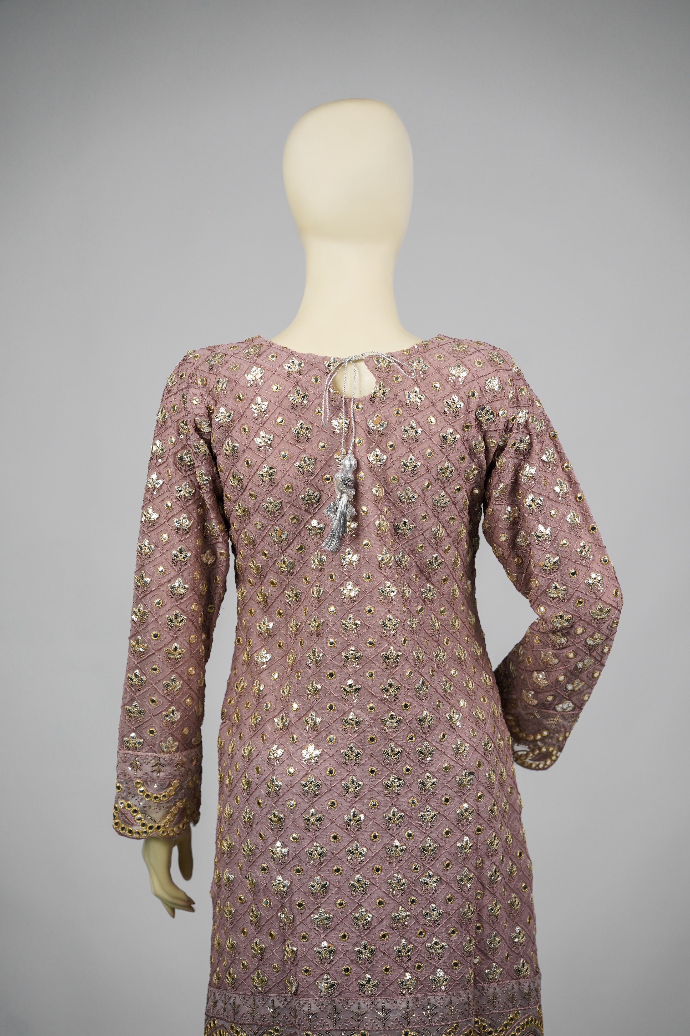 Mahir – 3pcs Embroidered Chiffon Shirt with Farshi Shalwar & Dupatta