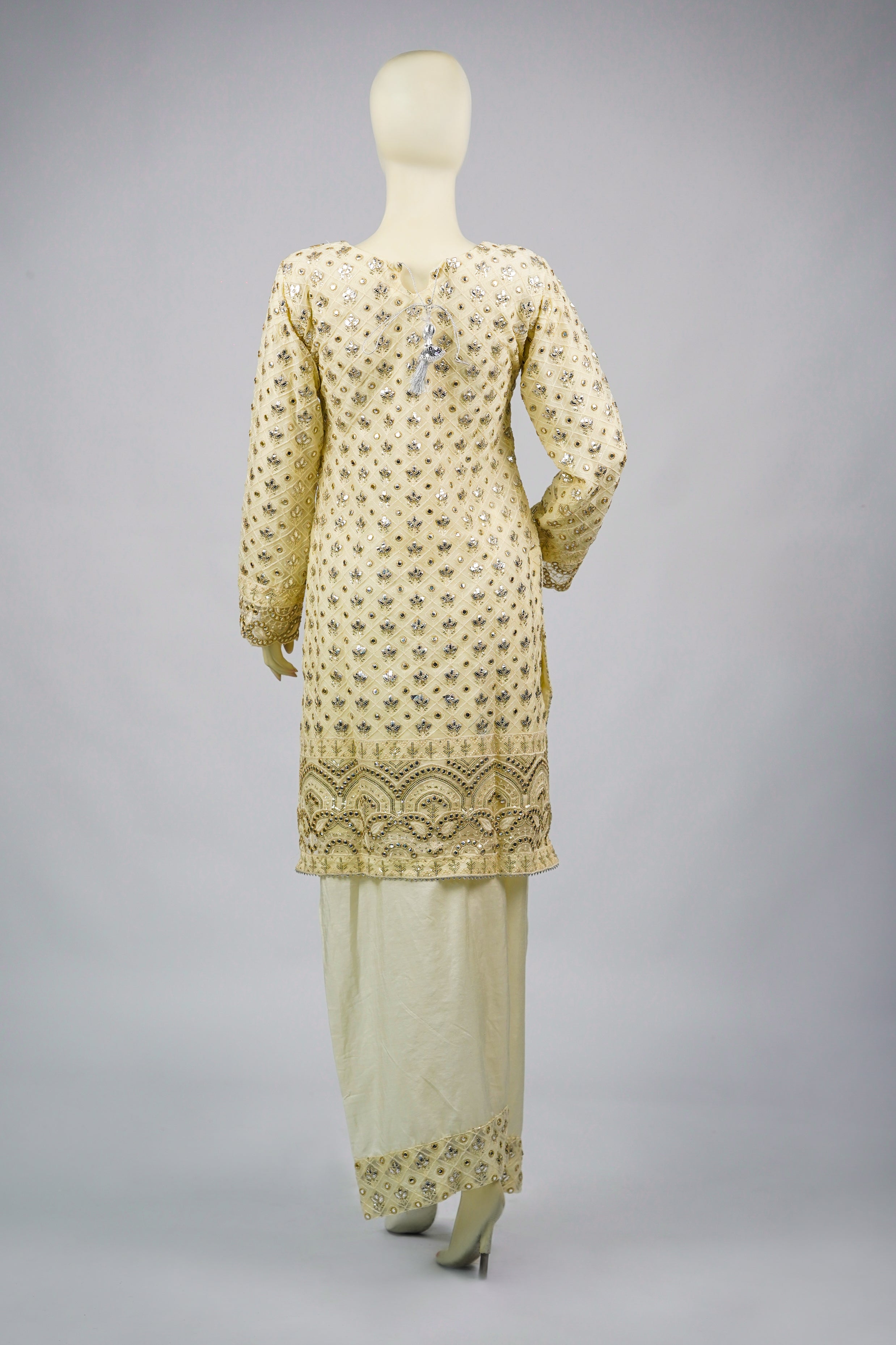 Mahir – 3pcs Embroidered Chiffon Shirt with Farshi Shalwar & Dupatta