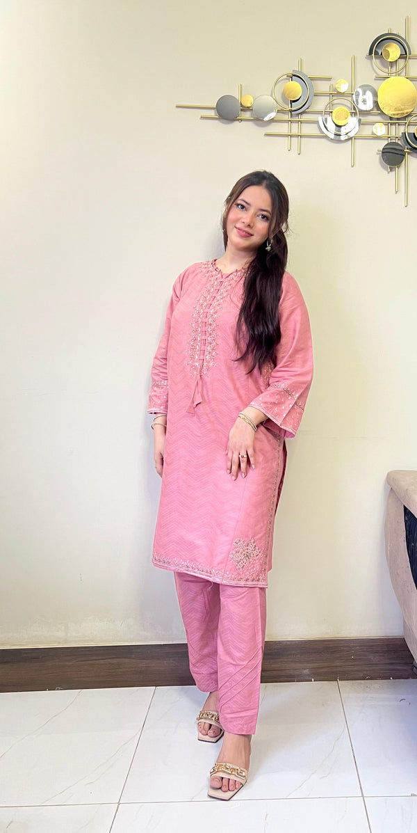 Amroha Cord Embroidered Cotton Jacquard 2-Piece Set