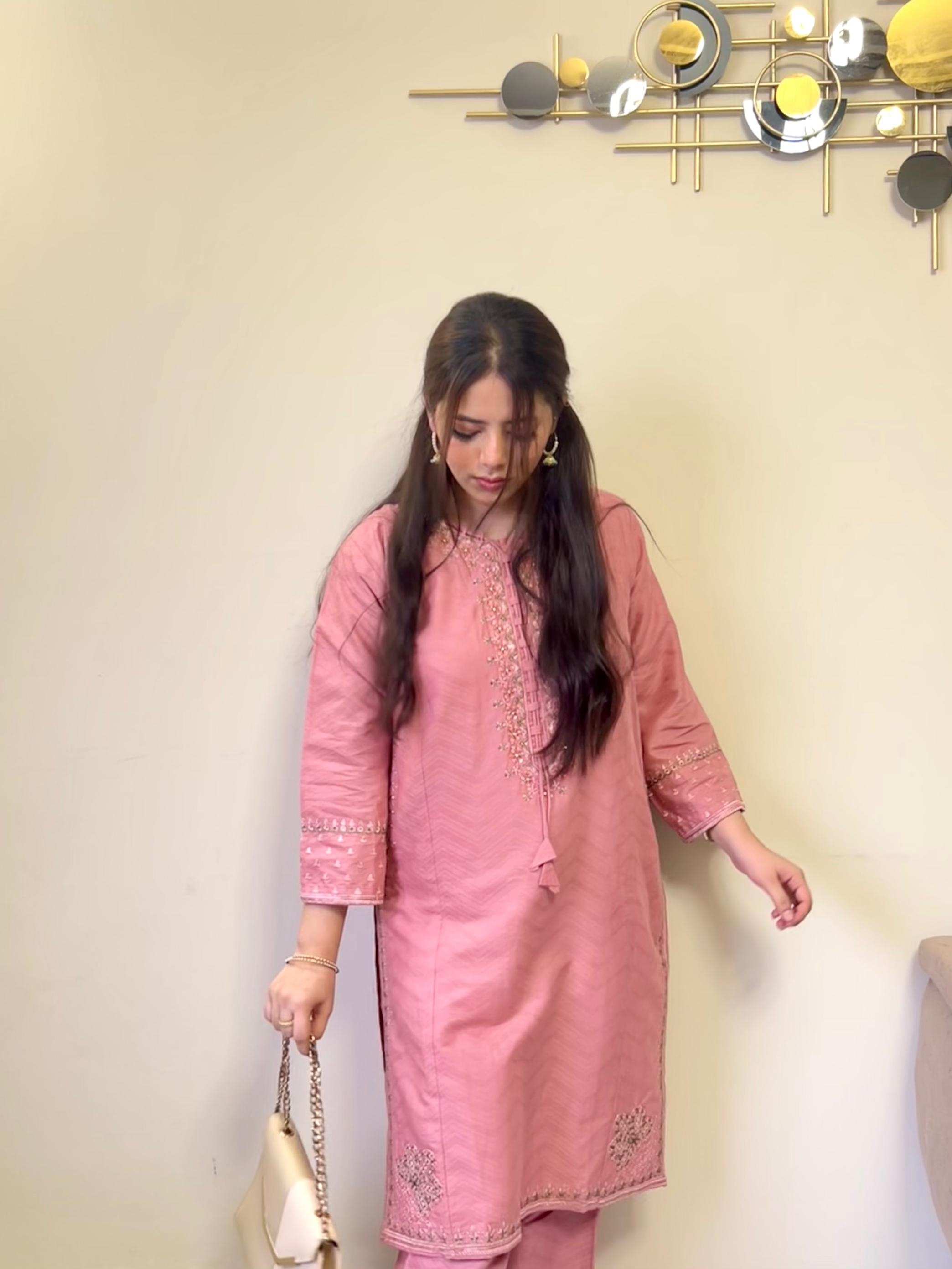 Amroha Cord Embroidered Cotton Jacquard 2-Piece Set