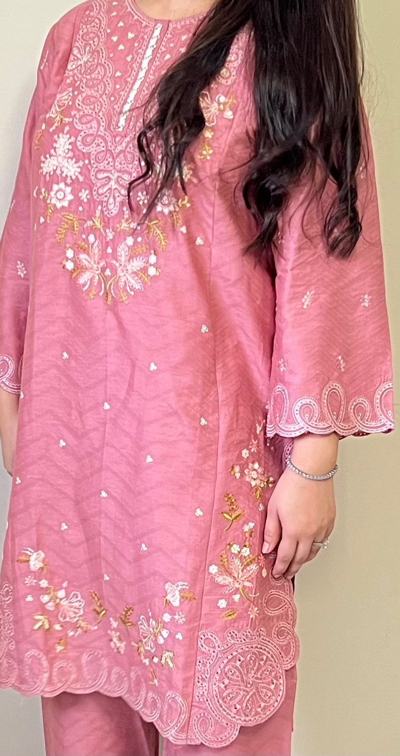 Daisy Cord Embroidered Cotton Jacquard 2-Piece Set