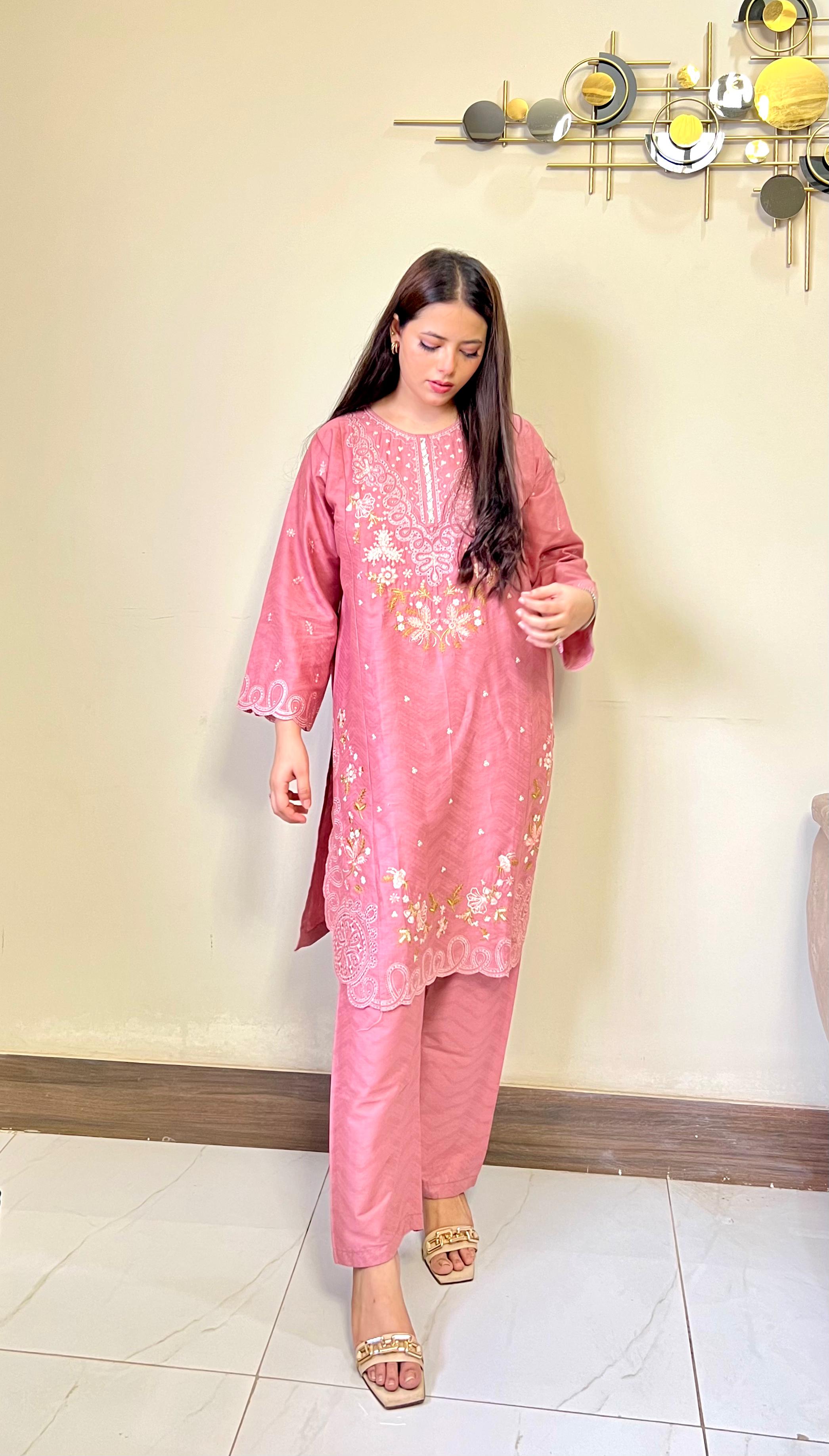 Daisy Cord Embroidered Cotton Jacquard 2-Piece Set