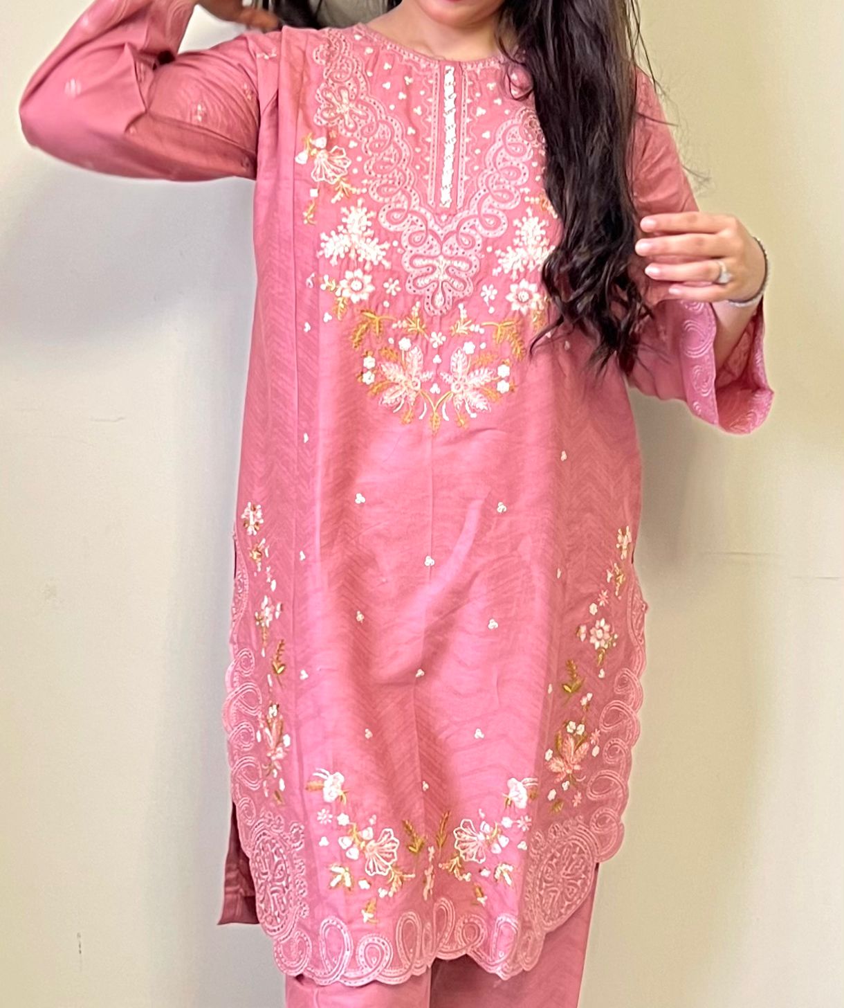 Daisy Cord Embroidered Cotton Jacquard 2-Piece Set