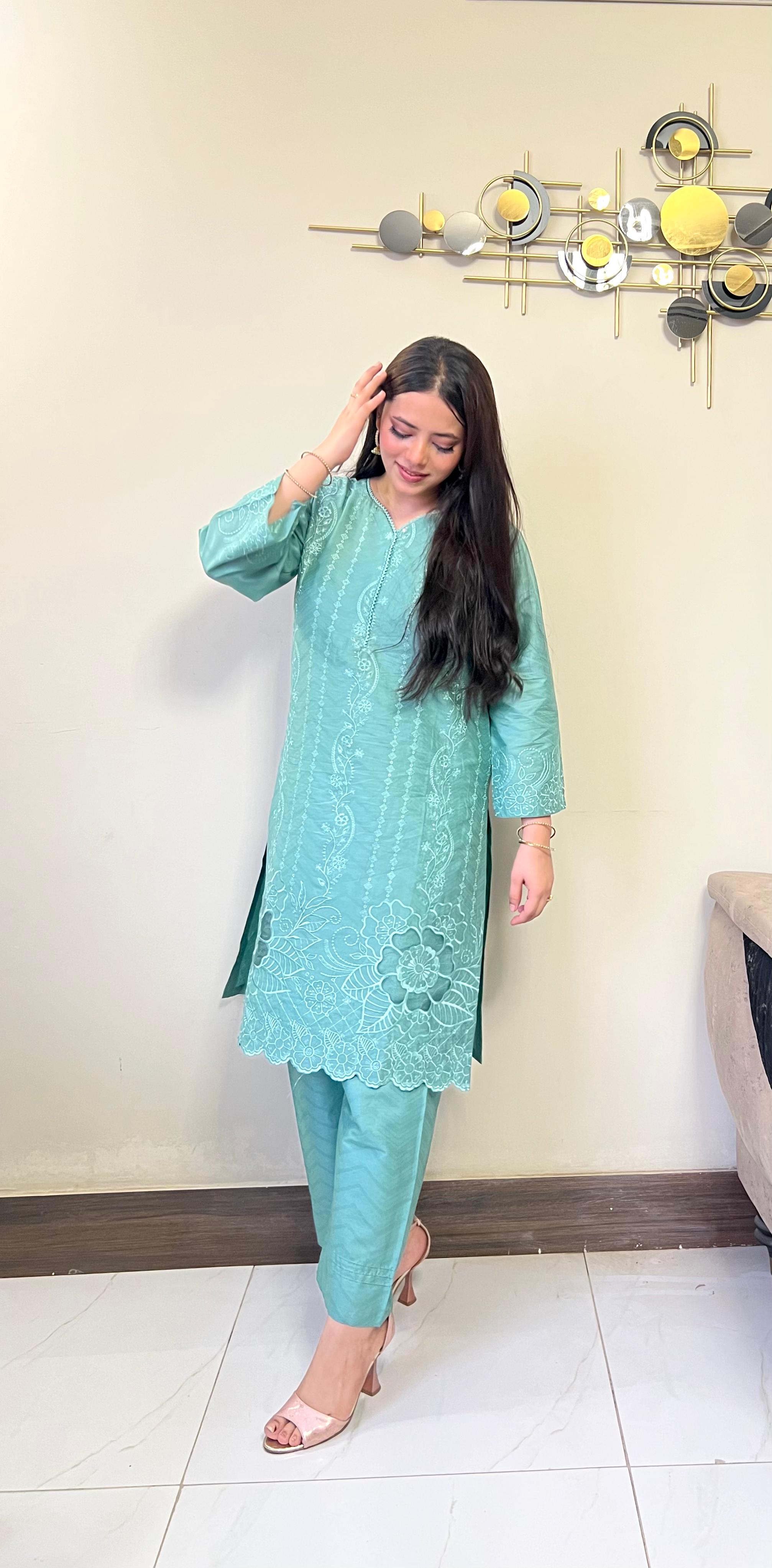 Jamaica-Cord Embroidered 2-Piece Set