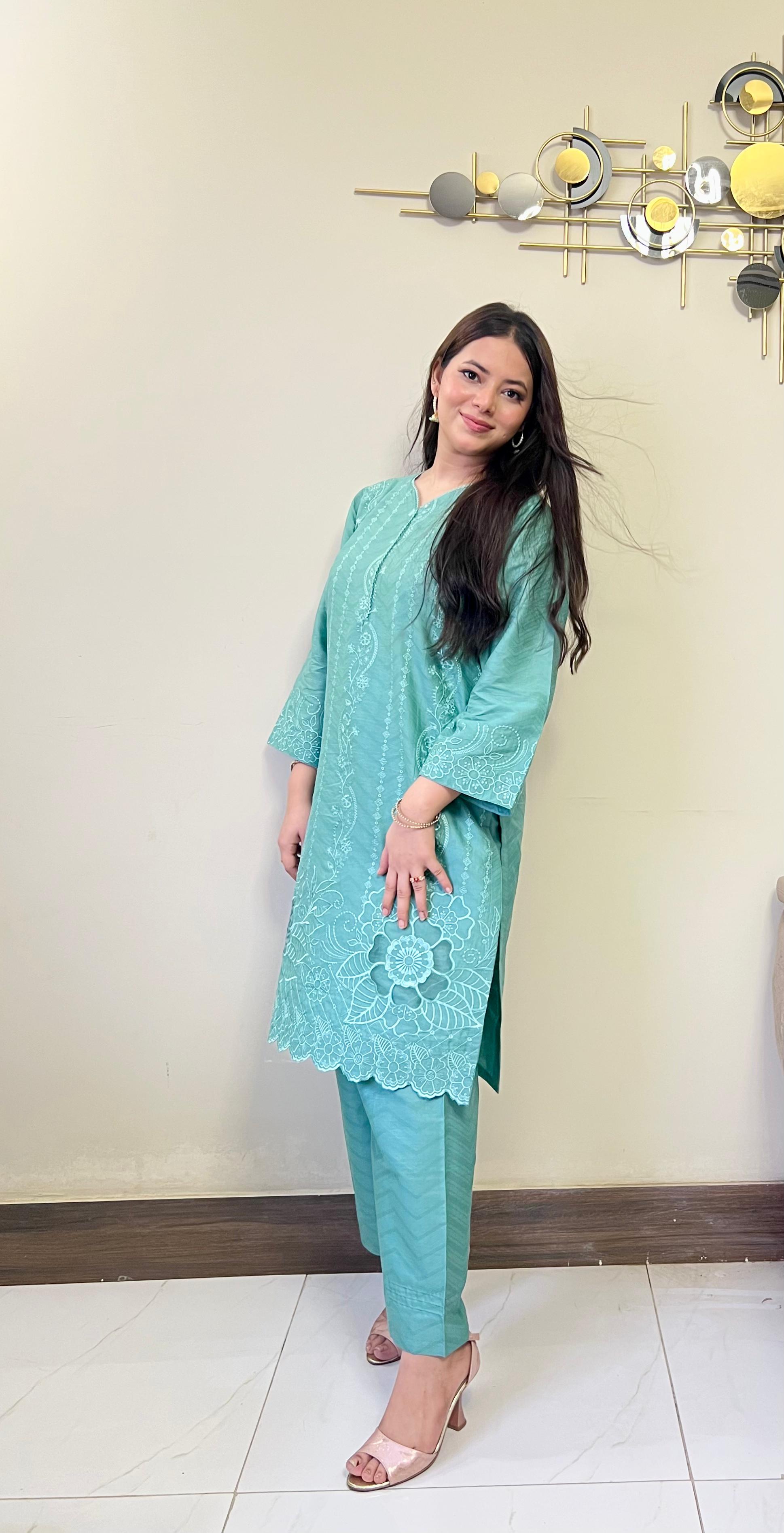 Jamaica-Cord Embroidered 2-Piece Set