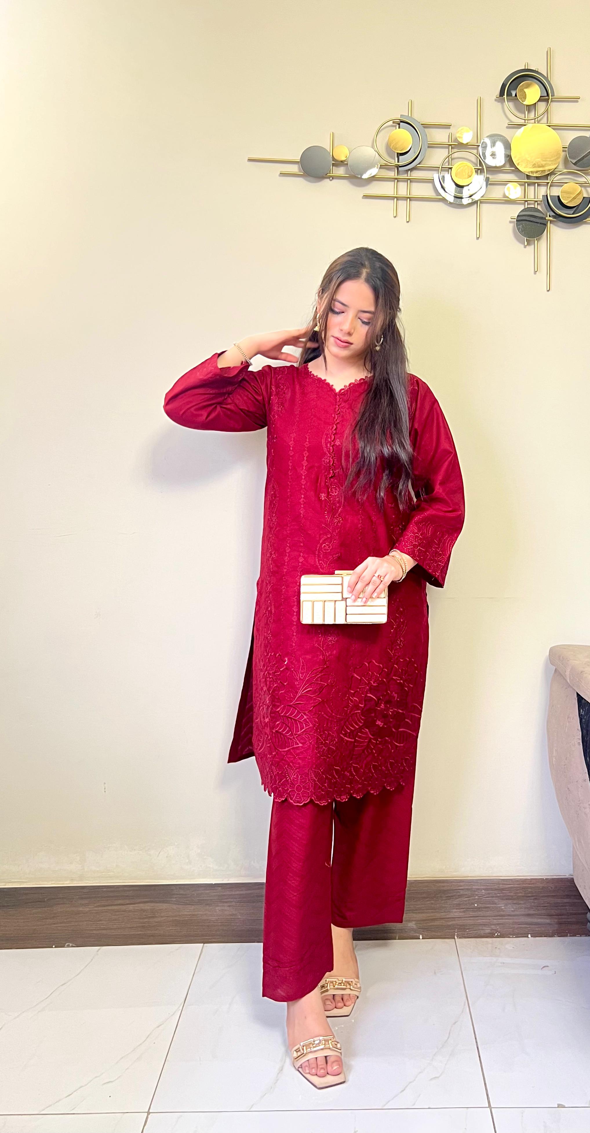 Jamaica-Cord Embroidered 2-Piece Set
