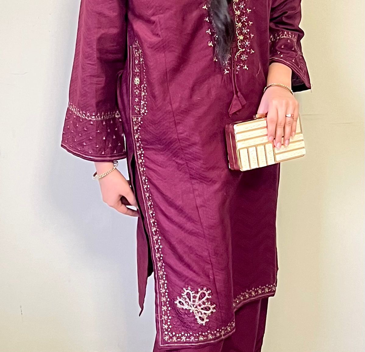 Amroha Cord Embroidered Cotton Jacquard 2-Piece Set