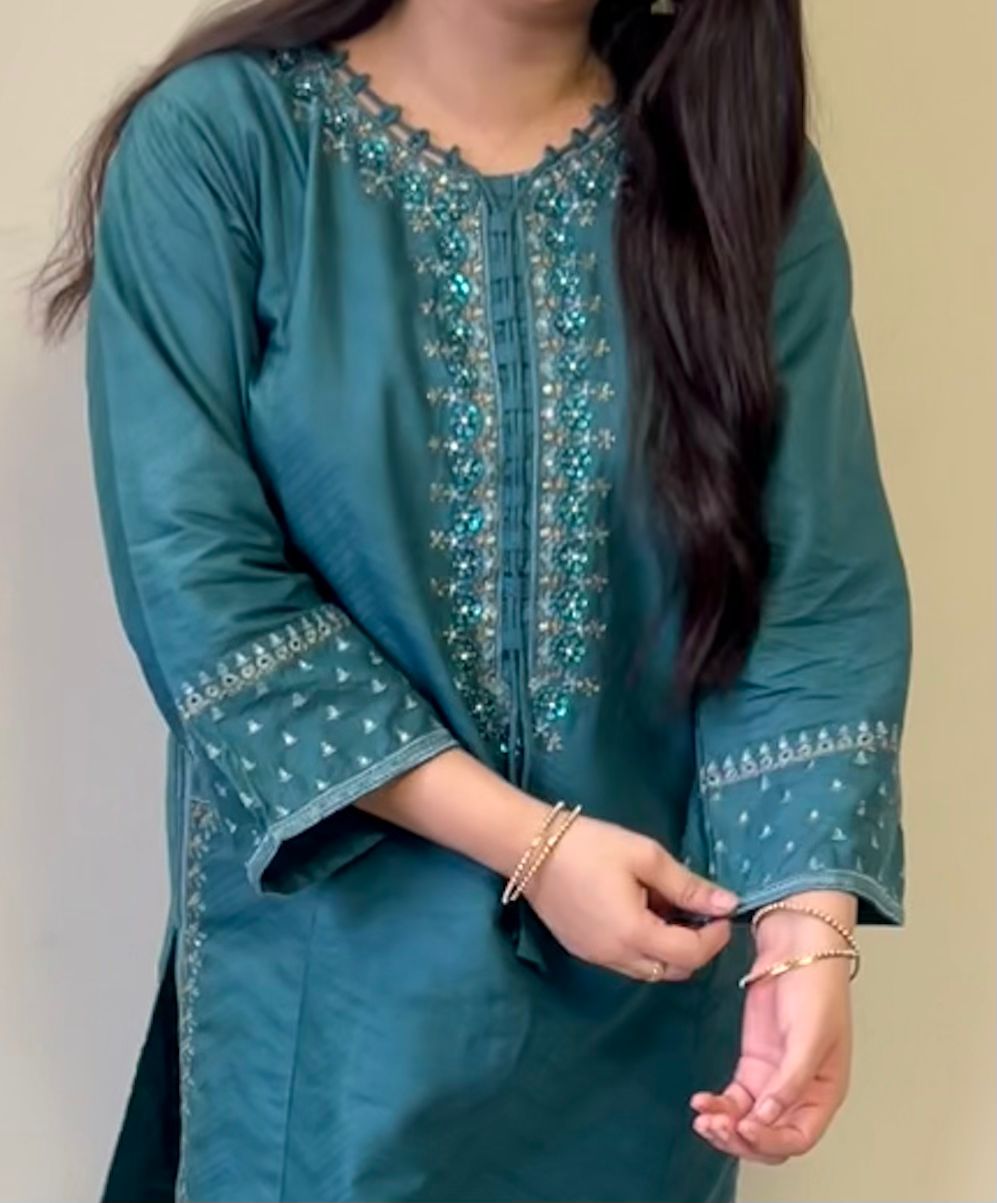Amroha Cord Embroidered Cotton Jacquard 2-Piece Set
