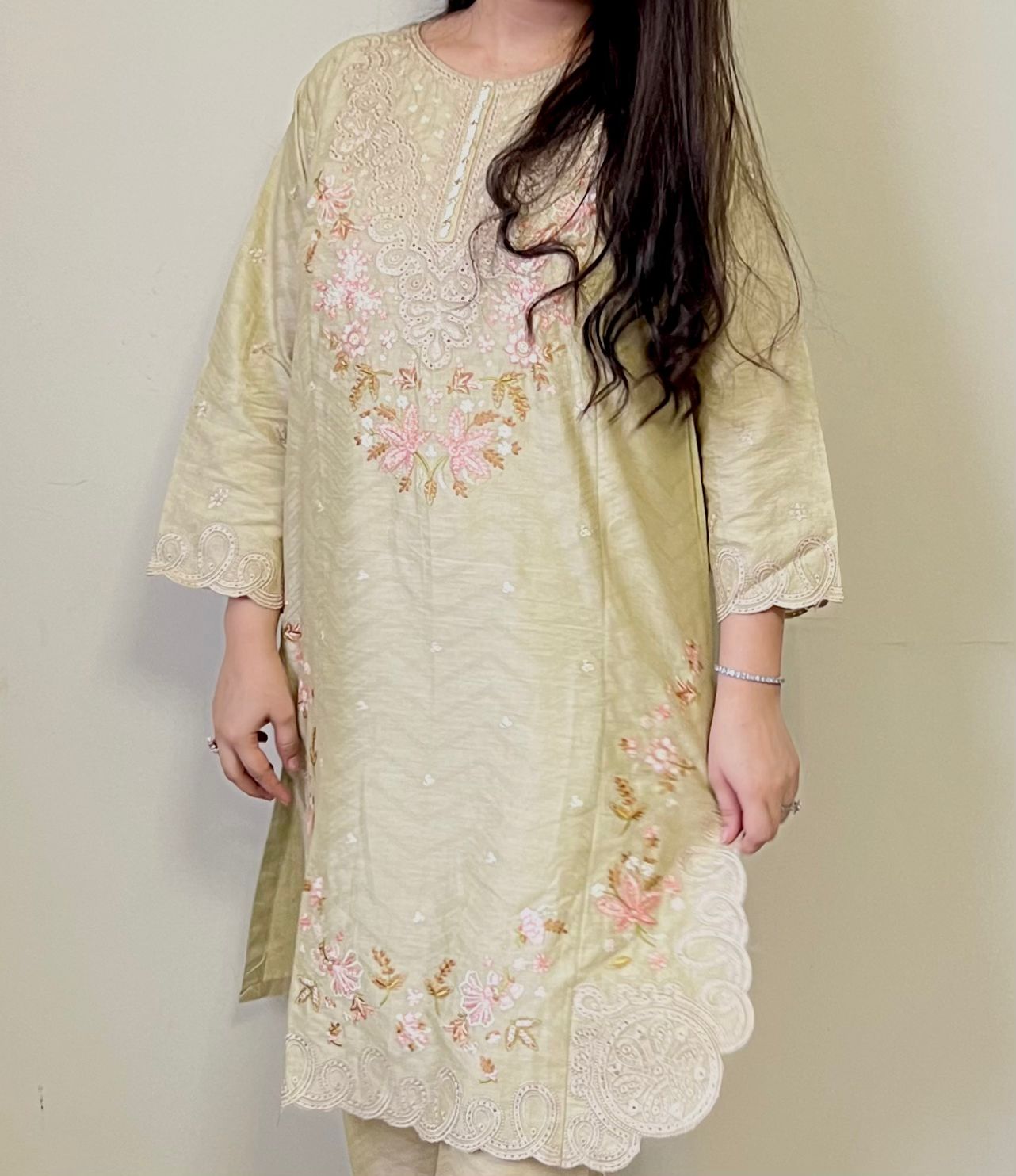 Daisy Cord Embroidered Cotton Jacquard 2-Piece Set