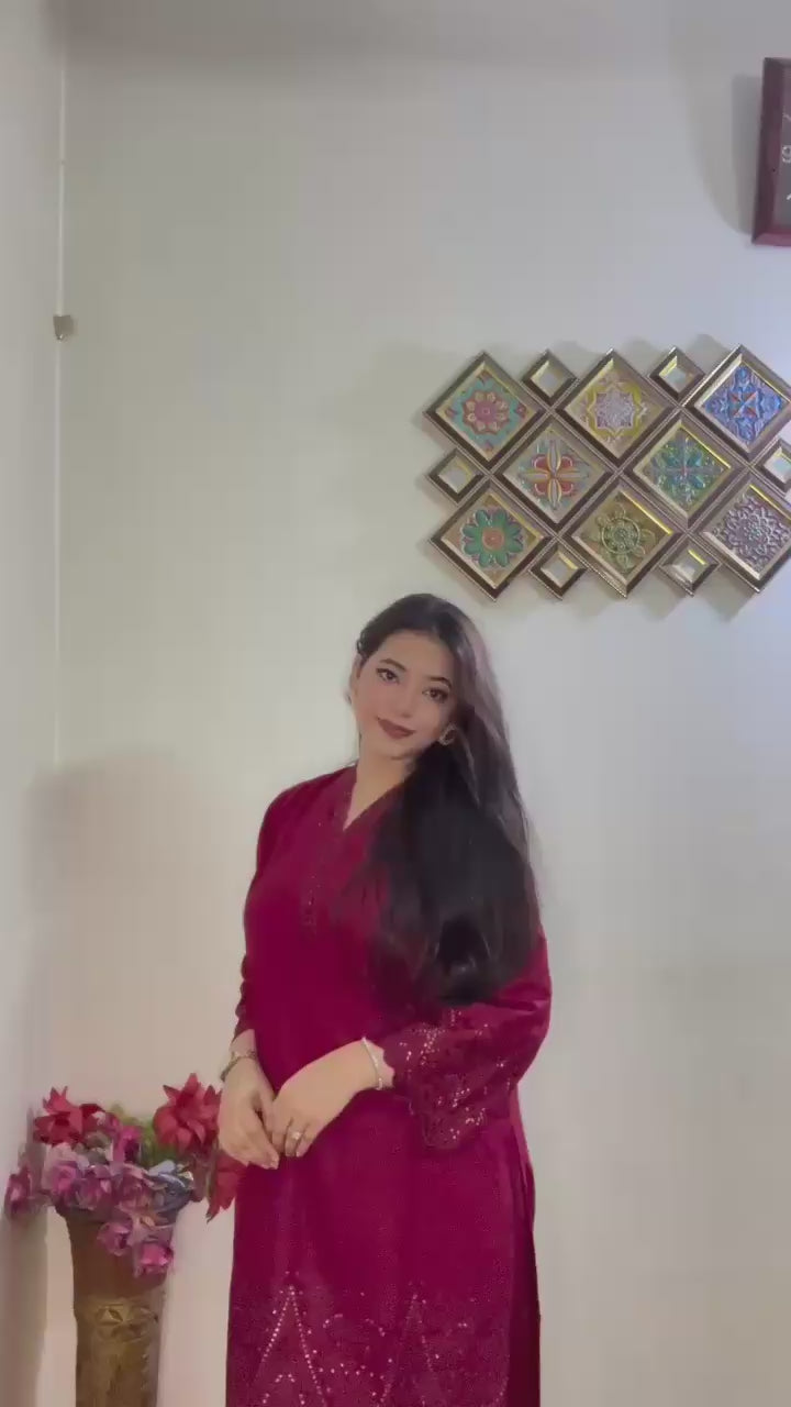 Diamond Embroidered Cotton Jacquard 2-Piece Set